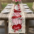 thumbnail image 4 of Love Heart Valentine's Table Runner - 108 Inch Long Eucalyptus Botanical Red Pink Retro Cotton and Linen Blended Dress Scarves Farmhouse Table Runner for Kitchen Dining, Coffee Table, 13" x 108", 4 of 8