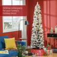 thumbnail image 4 of HOMCOM 7 Foot Snow Flocked Artificial Pencil Christmas Tree with Lights, 4 of 10