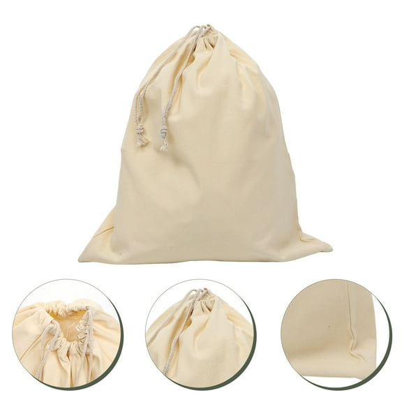 ULTNICE 1Pcs Laundry Bag for Hotels Beige Canvas with Drawstring 21.7x17.7x0.3in