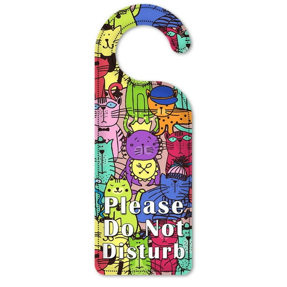 Do Not Disturb Door Knob Hanger Sign - Colorful Cat Toss
