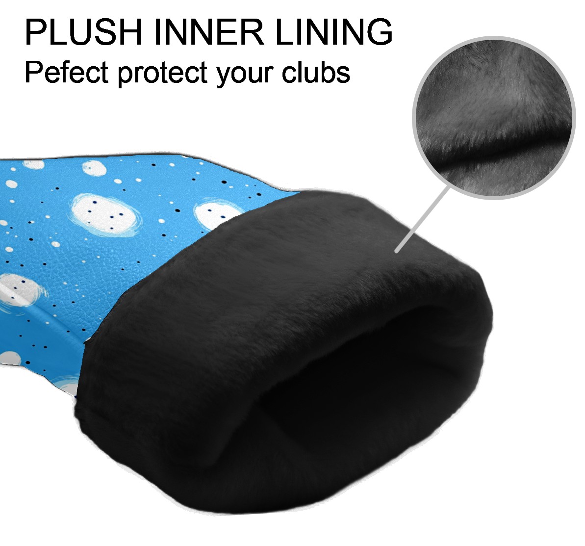 Golf Club Covers PU Leather Waterproof Head Covers for Fairway Woods Hybrids White Polka Dots