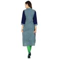 thumbnail image 5 of Bimba Women Printed Kurta Blue Kurti Button-Down Rayon Indian Formal Blouse, 5 of 7