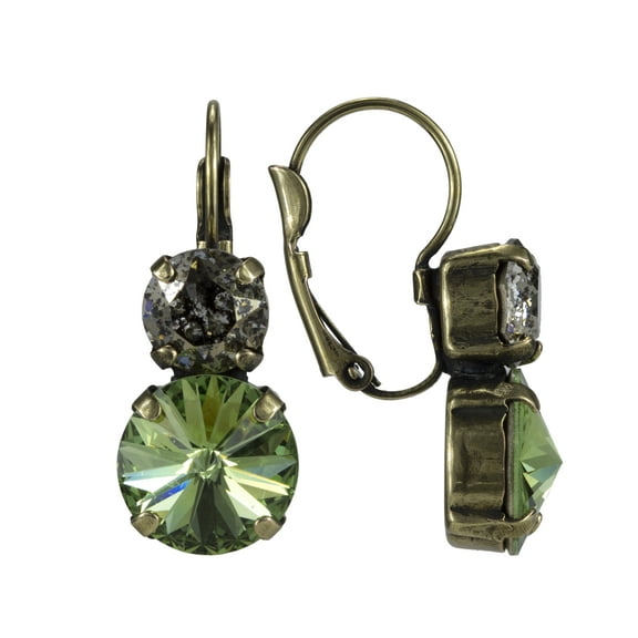 Swarovski Lever back Earrings 12mm peridot and 8mm - Nickel Free