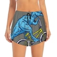 thumbnail image 4 of Lsque Fun Riding Dinosaur Printed Women's Running Shorts with Liner Pockets,Elastic Quick Dry Workout Athletic Gym Yoga Shorts,Womens High Waist Shorts-Medium, 4 of 9