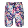 thumbnail image 3 of Pofeuu Skull rainbow color space Prin Men's Swim Trunks Quick Dry Bathing Suit Swimming Board Shorts Mesh Lining Beach Swimwear-3X-Large, 3 of 6