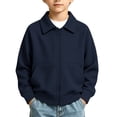 thumbnail image 2 of SERTGUTR Boys Waffle Knit Jacket Turn Down Collar Full Zipper Long Sleeve Pocket Design Solid Color Casual Top Everyday School Fall Winter Coat, 2 of 9