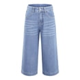 thumbnail image 3 of ZGRBOU Women's Wide Leg Capri Jeans High Waist Straight Stretchy Jeans Summer Casual Denim Capris Pants with Pockets, 3 of 7