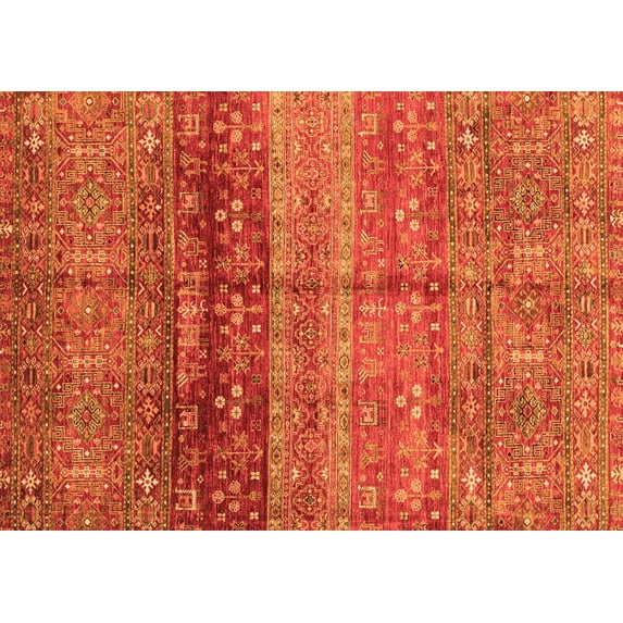Ahgly Company Indoor Rectangle Abstract Orange Modern Area Rugs, 7' x 9'