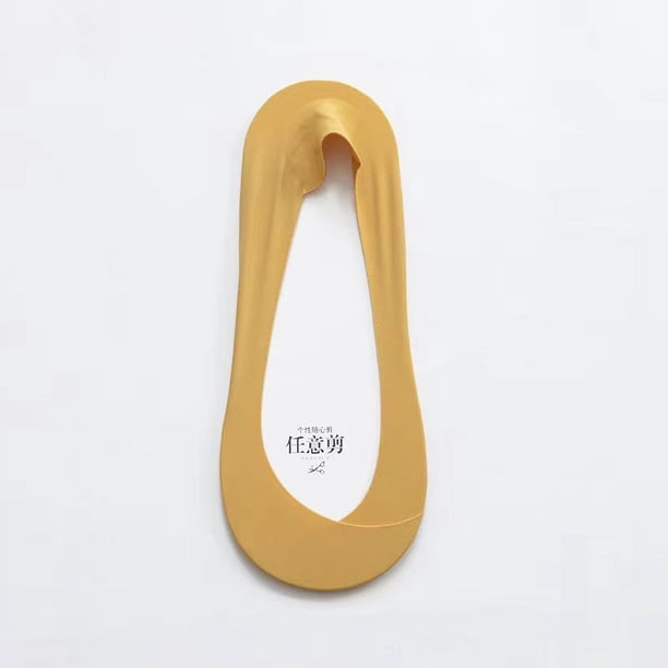 Zhuge 10 pares de calcetines invisibles para mujer, antideslizantes, de corte bajo, con forro invisible para uso informal y formal, suaves y elásticos, color amarillo