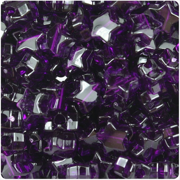 BeadTin Dark Amethyst Transparent 13mm Star Pony Beads (250pcs)