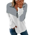 thumbnail image 2 of UAMVSH Sweatshirts for Women Basic Half Zipper Long Sleeve Tunic Pullover Trendy Fall Stand Neck Color Block Long Sleeve Tops(Medium,Gray), 2 of 6