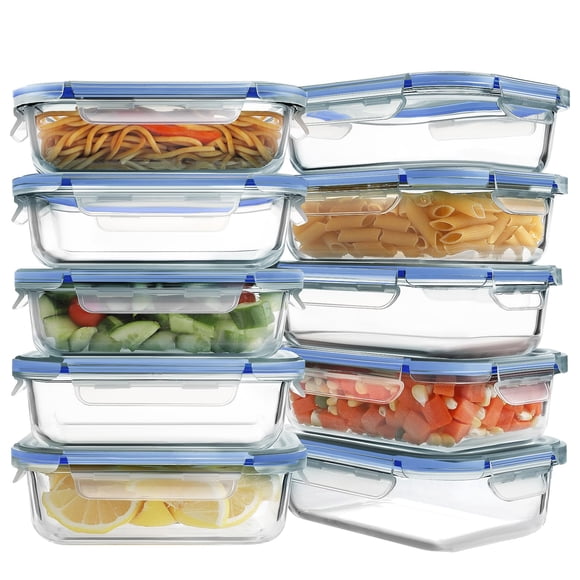 Recipientes de vidrio para preparación de comidas HOMBERKING 630 ml (paquete de 10)