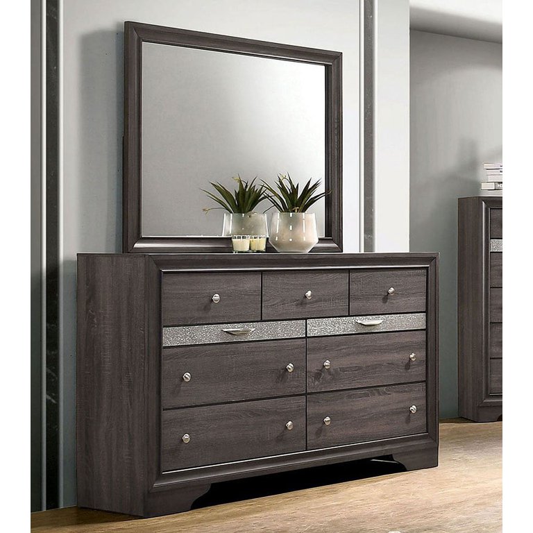 slim fit dress slacks Shop Evangeline 9-drawer Dresser with Mirror Silver Oak at JB's Furniture  Milwaukee's best furniture store main image 0
