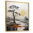 thumbnail image 2 of Designart "Grey Yellow Minimalism Tree silence III" Minimalism Floater Framed Canvas Wall Art, 2 of 7
