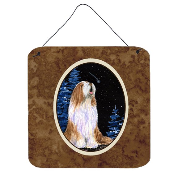 Carolines Treasures SS8467DS66 Starry Night Bearded Collie Wall or Door Hanging Prints 6x6 multicolor