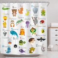 thumbnail image 2 of ABC Learning Alphabet Shower Curtain Animal Baby Kids Boy Child Children Educational Bathroom Decor Fabric Panel Nursery Funny Teaching Words 72x72 Inch 12 Pack Plastic Shower Hooks WW-MEVG, 2 of 6
