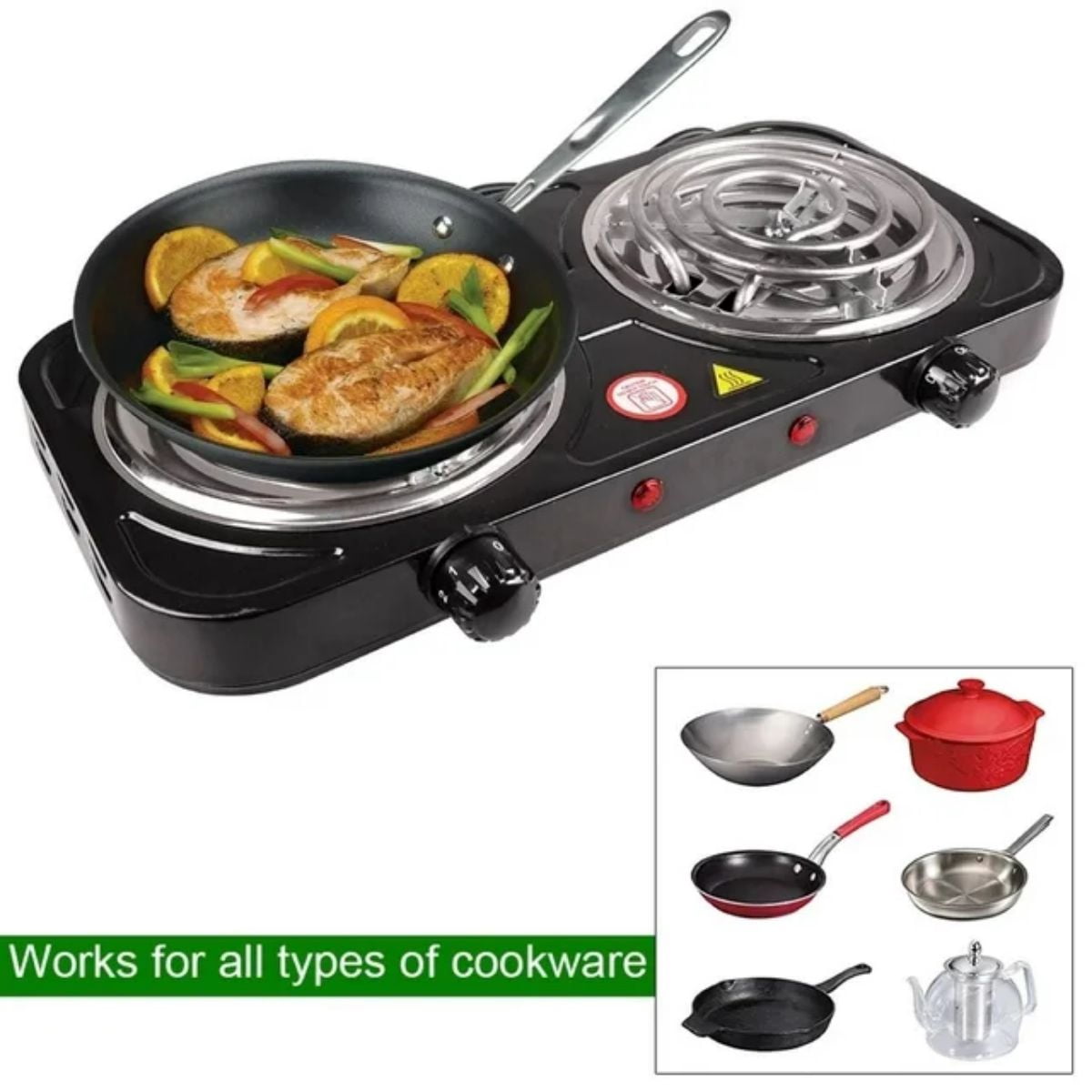 LUVCMFT Electric Single Coil Burner, 1000W Electric Hot Burner Portable Stainless Steel Electric Stove with 5 Level Temperature Control, for Home Dorm Office Camping Cooking (Black)