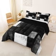 thumbnail image 2 of Homewish Black White Checkered Full Size Comforter Sets,Contemporary Aesthetic Bedding Comforter Set,Black Reversible,3-Piece,1 Comforter and 2 Pillowcases, 2 of 7