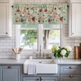 thumbnail image 2 of Sage Green Floral Farmhouse Short Window Curtain Valances, Spring Flowers Leaves Farmhouse Rod Pocket Kitchen Valances for Living Room Bedroom Bathroom Cafe 42" x 18", 2 of 8