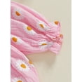 thumbnail image 6 of aturustex Infant Baby Girl 2 Piece Casual Outfits0-18M Newborn Ruffle Sleeve Romper Daisy Print Frill Trim Bodysuits Bow Headband Toddler Little Girls Fashion Cute Comfy Soft Spring Fall Clothes Set, 6 of 6