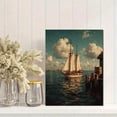 thumbnail image 2 of Antique Sailing Ship Seascape Canvas Beach House Nautical Fine Wall Art, 2 of 8