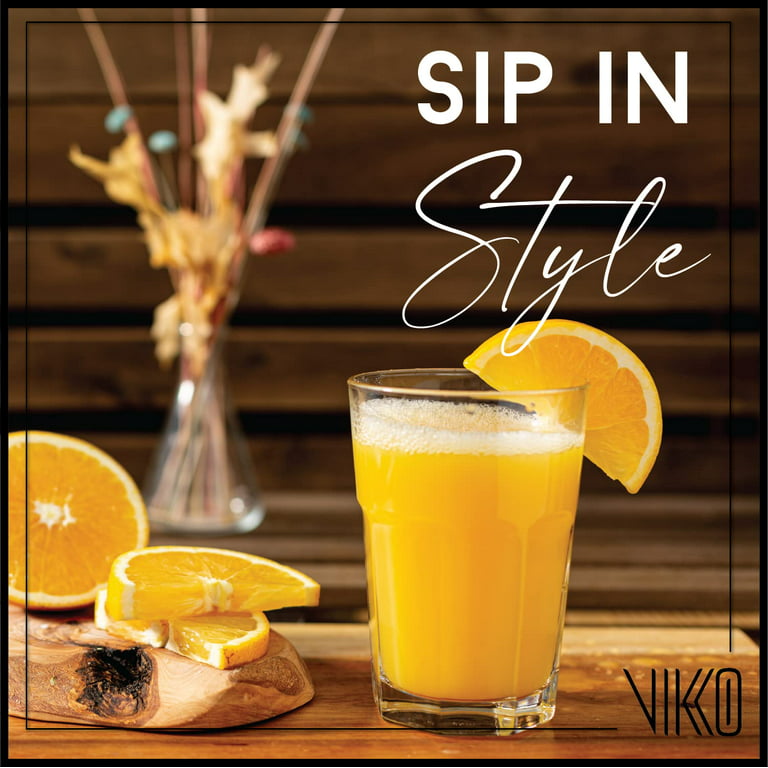 Vikko Classic Highball Drinking Glasses, 10 Ounce | Heavy Base Prevents Tipping Thick and Durable for Water, Juice, Soda, or Cocktails Dishwasher Safe