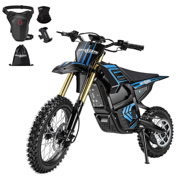 Oryxearth 3000W VE-5 Electric Dirt Bike for Teens & Adults, 40 Mph Off-Road E Dirt Bike with Dual Hydraulic Brakes and 48V Removable Battery, Blue