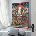 thumbnail image 3 of Póster de lienzo de Avalokiteshvara de cuatro brazos superfino tibetano Thangka, impresiones artísticas de pared estéticas para habitación, regalos de decoración moderna para el hogar, 20 x 30 cm, 3 of 6