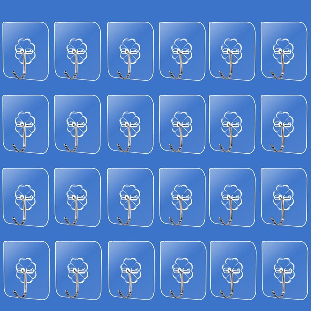 Hooks 40lb(Max)24 pcs Clear Door Adhesive Heavy Duty Shower Wall Hooks