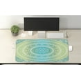 thumbnail image 2 of Teal and Lime Computer Mouse Pad, Ombre Mandala Pattern with Flower and Petals Hippie Style Art, Rectangle Non-Slip Rubber Mousepad X-Large, 35" x 15" Gaming Size, Teal Lime and White, by Ambesonne, 2 of 2