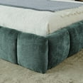 thumbnail image 6 of Newest King Size Upholstered Bed with Soft Chenille Fabric, Low Profile Floor Bed for Bedroom & Guest Room, Thick Padded Headboard & No Box Spring, Modern Blue+Green Frame, 6 of 11