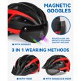 thumbnail image 4 of FUNWICT Adult Bike Helmet with Visor and Goggles for Men Women Mountain Road Bicycle Helmet Rechargeable Rear Light Cycling Helmet, 4 of 9