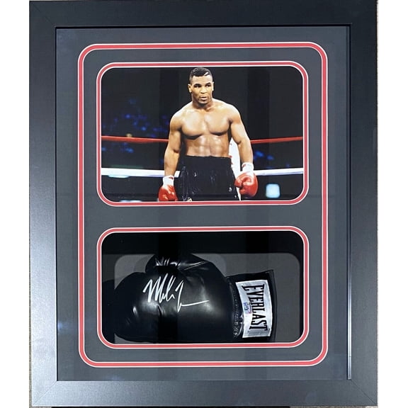 Mike Tyson Signed Glove Shadow Box Mike Tyson Hologram Authentic COR Black