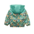 thumbnail image 4 of ATOGUTA Light Jacket for Girls Fashion Cute Dinosaur Pattern Windproof Jacket Hooded Coat Green, Size 3T-9, 4 of 6