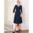 thumbnail image 3 of DARING DIVA Elegant A-Line Midi with 3/4 Sleeves Dress S Navy Blue, 3 of 6