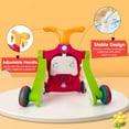 thumbnail image 4 of AuntyFey 5-in-1 Baby Walker, Adjustable Height Push Walker with Wheels, Sit to Stand Infant Learning Toy for Boys Girls, Red, 4 of 9