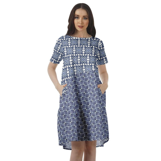 Moomaya Robe Tunique en Coton Flex pour Femmes Manches Courtes Vêtements d'Été