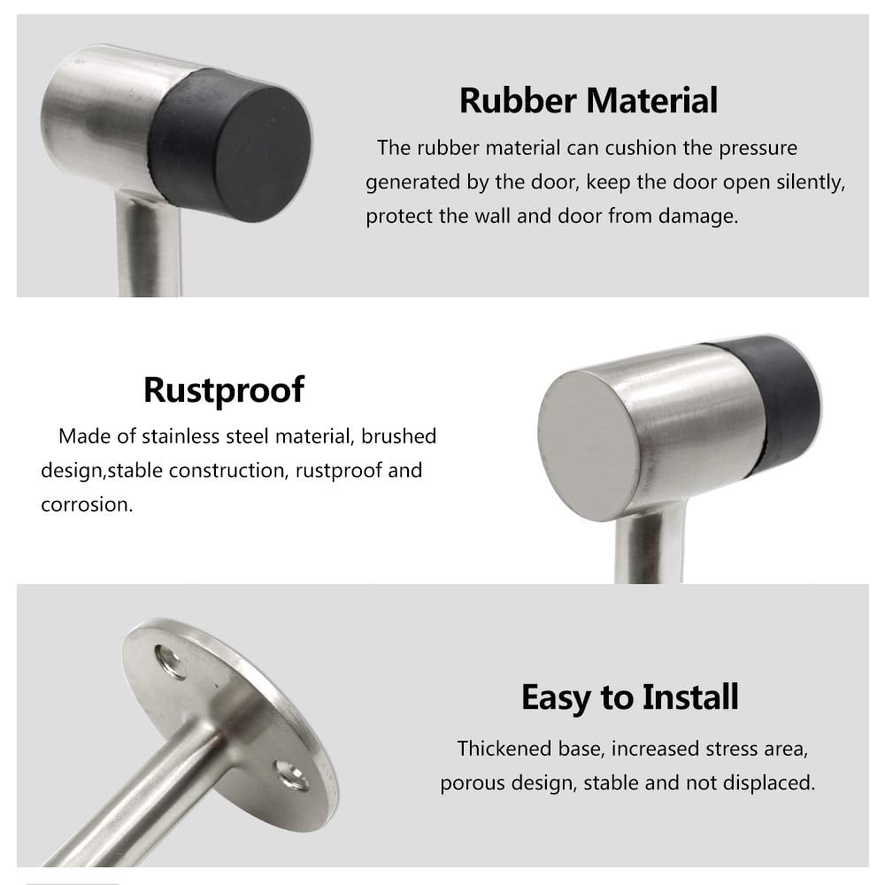 3 Inch Heavy Duty Floor Door Stopper Stainless Steel Brushed Nickel Pack of 1