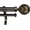 Pompeii Bronze, variant on eTeckram 1" Double Curtain Rod with Geo Ball Finials - 28" to 48", Pompeii Bronze