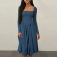 thumbnail image 2 of Womens Spring Dress 2026 - Square Neck Long Sleeve Casual A-Line Flowy Elegant Wedding Guest Party Midi Dress, 2 of 5