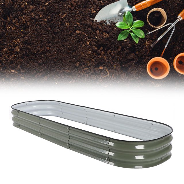 Raised Garden Bed Elevated Planter Box Steel Gardening Kit for Vegetables Fruits Flowers with Open Bottom Rounded Corners Easy Assembly