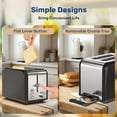 thumbnail image 3 of YSSOA Stainless Steel 2 Slice Toaster, 6 Browning Setting and Bagel/Defrost/Cancel Functions, Retro Compact Oven, Extra Wide Slot, Removable Crumb Tray, Black, 3 of 7