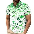 thumbnail image 2 of guisaled St Patricks Day Shirts Mens Short Sleeve Golf Shirt Button Henley Collared T Shirt Clover Graphic Casual Dressy Work Blouses Savings, 2 of 6