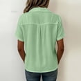 thumbnail image 5 of Edvintorg Button Down Shirts for Women Cotton Linen Turndown Collar Loose Tops Summer Short Sleeve Lightweight Casual Blouse Trendy Womens Clothes Mint Green M, 5 of 9