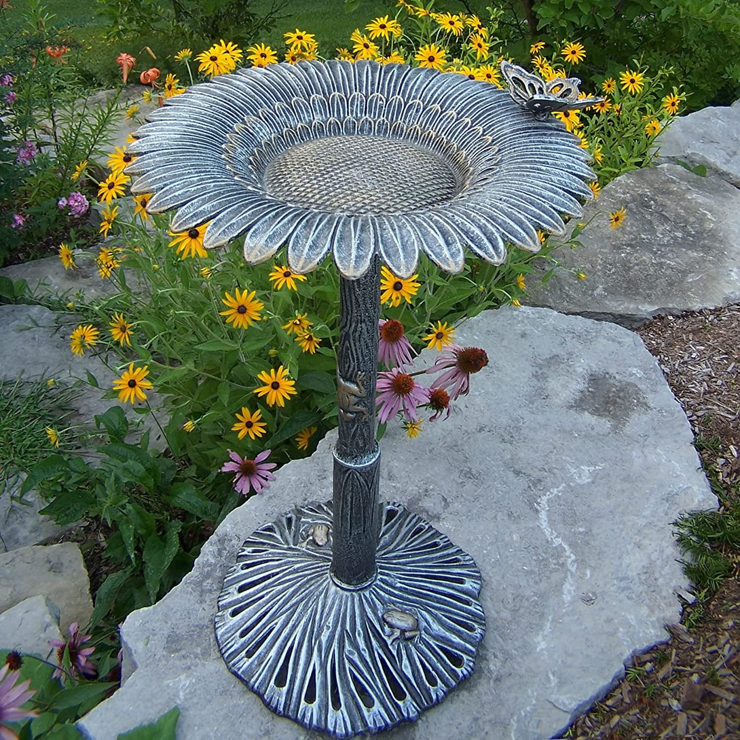 Oakland Living Corporation 5157-AP Sunflower Butterfly Bird Bath