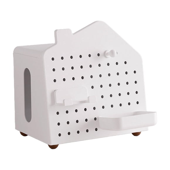 Plastic Desktop Organizer with Tissue Slot and Dividers for Living Room Remote Control Storage 8.66 in x 5.71 in x 9.06 in