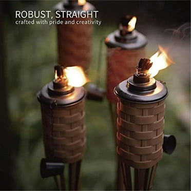 Citronella Torches ( Color, 4pack); Bamboo Torch, Perfect for Outdoor Lighting, Luau, Summer Parties, and Garden Decor; Wide-Mouth Metal Canister, Stands 60" Tall.