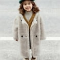 thumbnail image 7 of NAISIBABY Girls Fleece Hooded Overcoat, with Pockets Thermal Lined Double-Breasted Winter Faux Fur Fashion Peacoat Beige 9T, 7 of 7