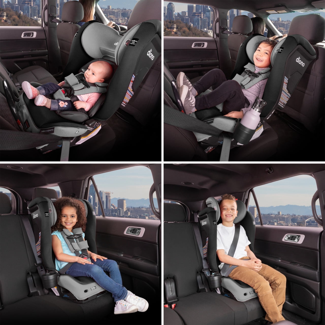 Diono Radian 3RXT SafePlus All-in-One Convertible Car Seat, Slim Fit 3 Across, Gray Slate