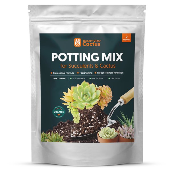 New 2 Quarts Organic Succulent and Cactus Bonsai Soil Mix, Fast
